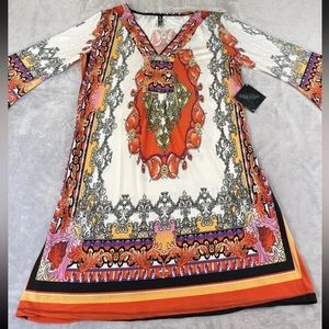 White Mark womens 3/4 sleeve vneck dress size Large